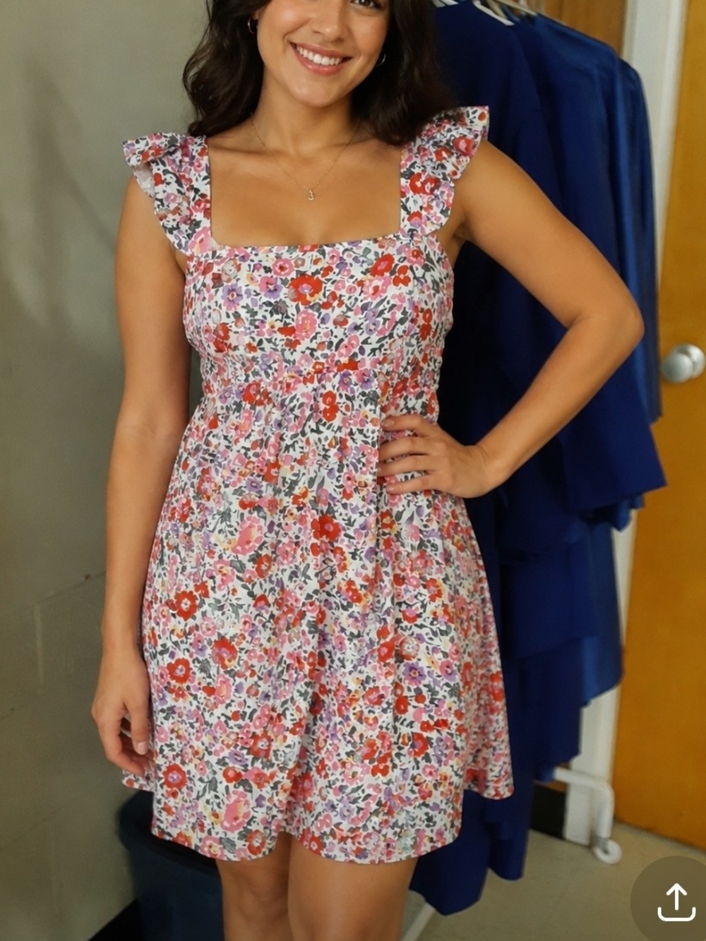 4/$20 Floral Square-Neck Sundress in Multi Pink